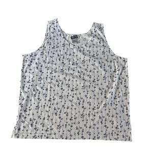 Vtg Y2K 2000s Blue Ditsy Floral Print Tank Tops Sz XL Cottagecore
